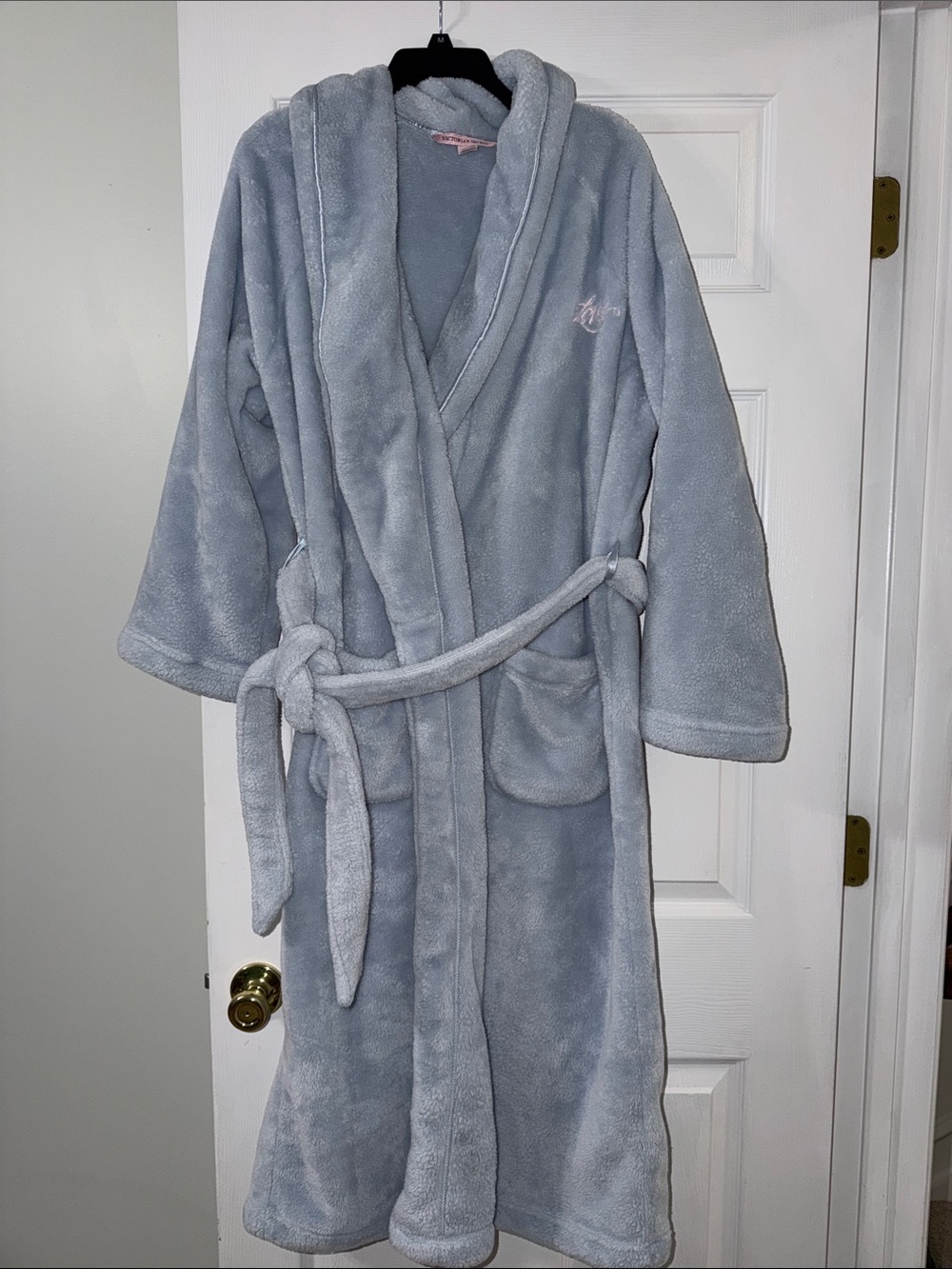 Victoria's Secret Light Blue Plush Fleece Robe